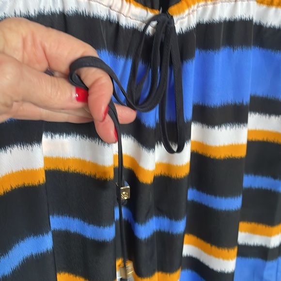 Michael Kors Striped Maxi Dress Medium Sleeveless Cami Blue, Black, and Yellow - Picture 11 of 11